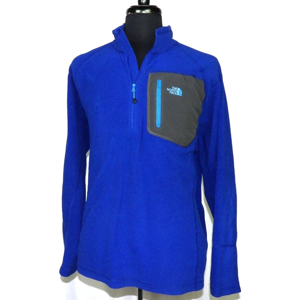 The North Face Blue Light Weight 1/4 Zip Pull Over Fleece Jacket Men's XL